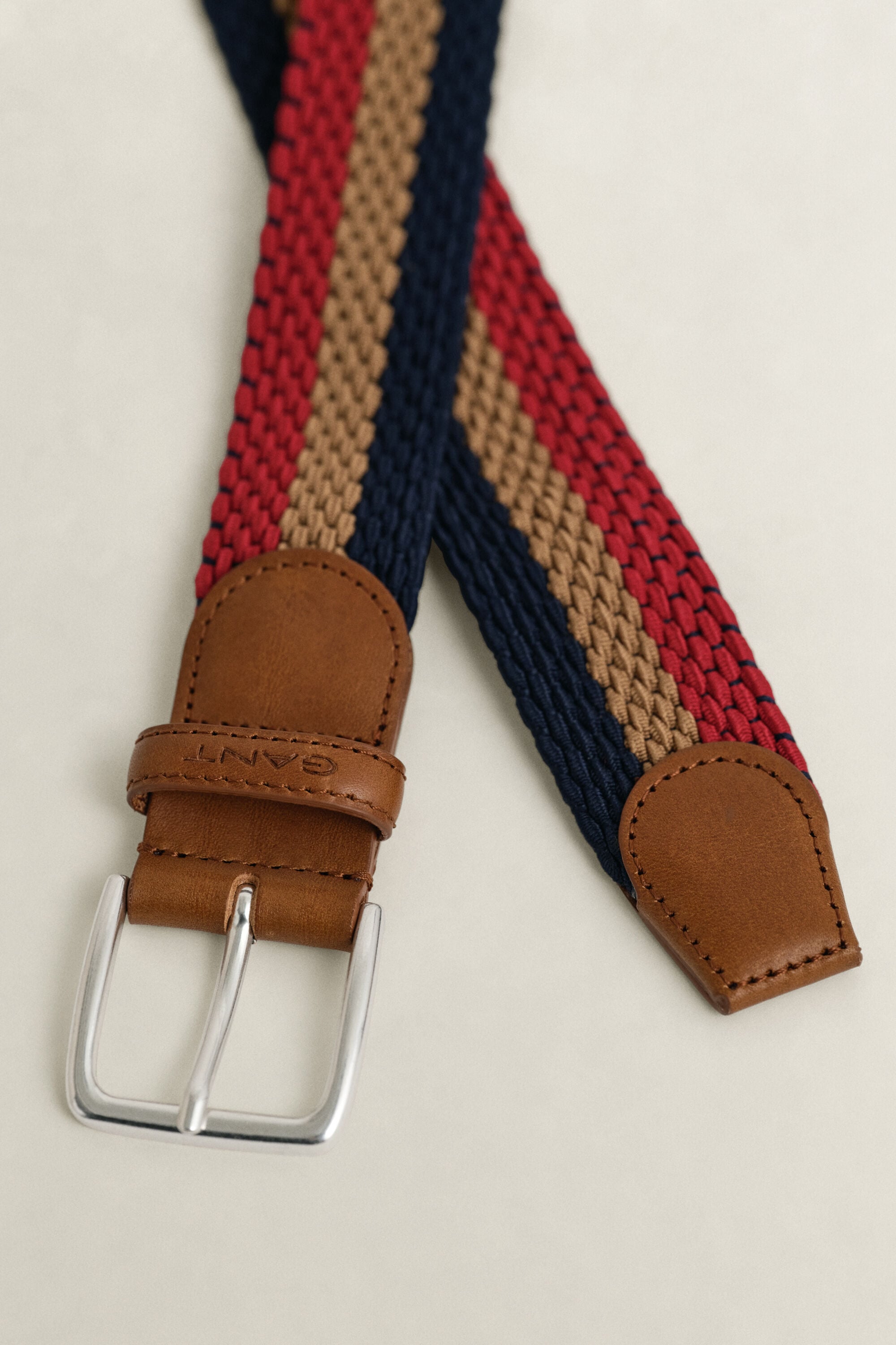 Ceinture tressée à rayures