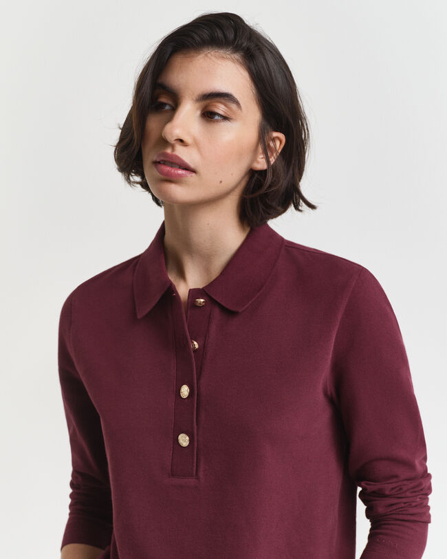 Polo en coton piqué à manches longues