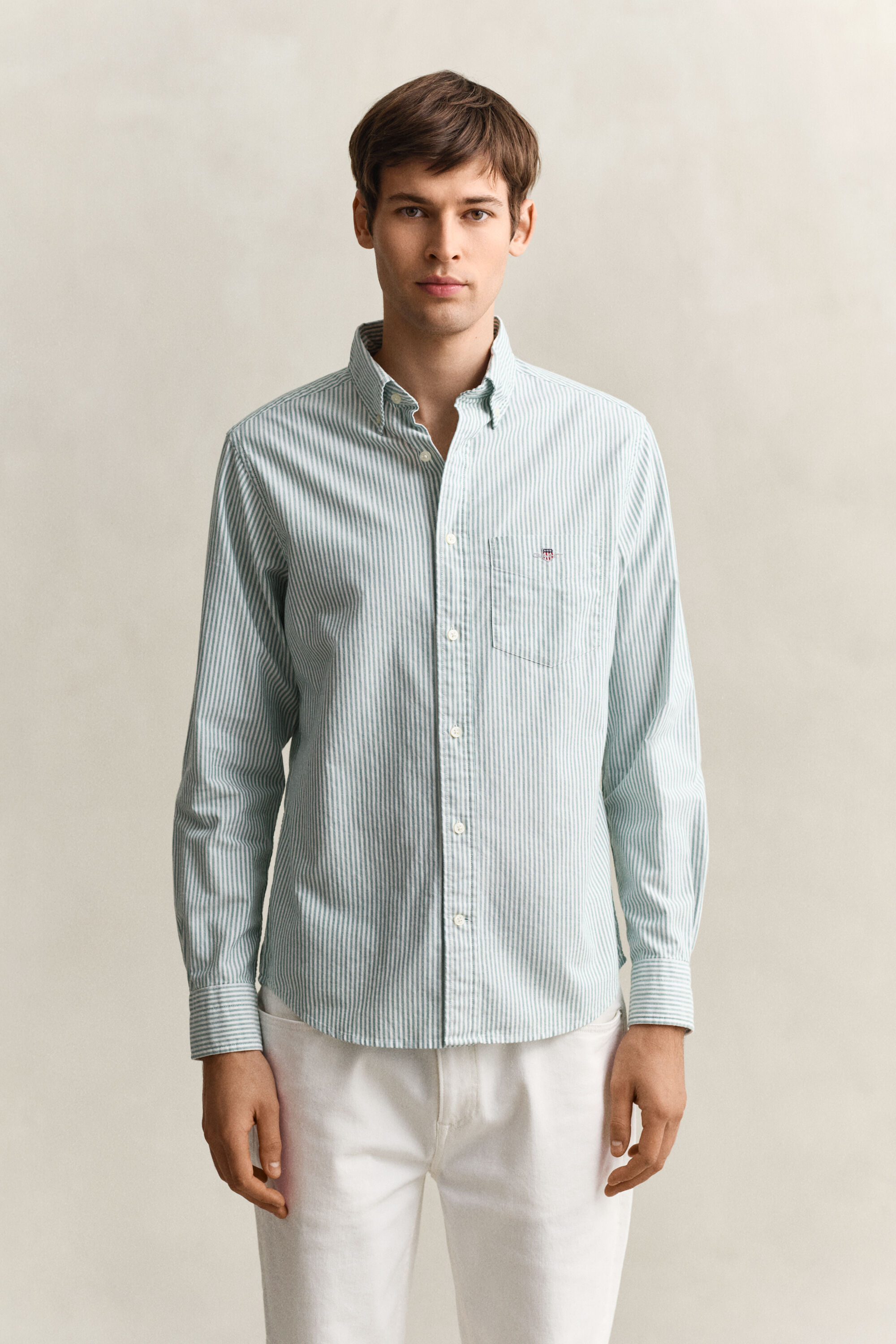 Chemise en coton Oxford classique à rayures Banker