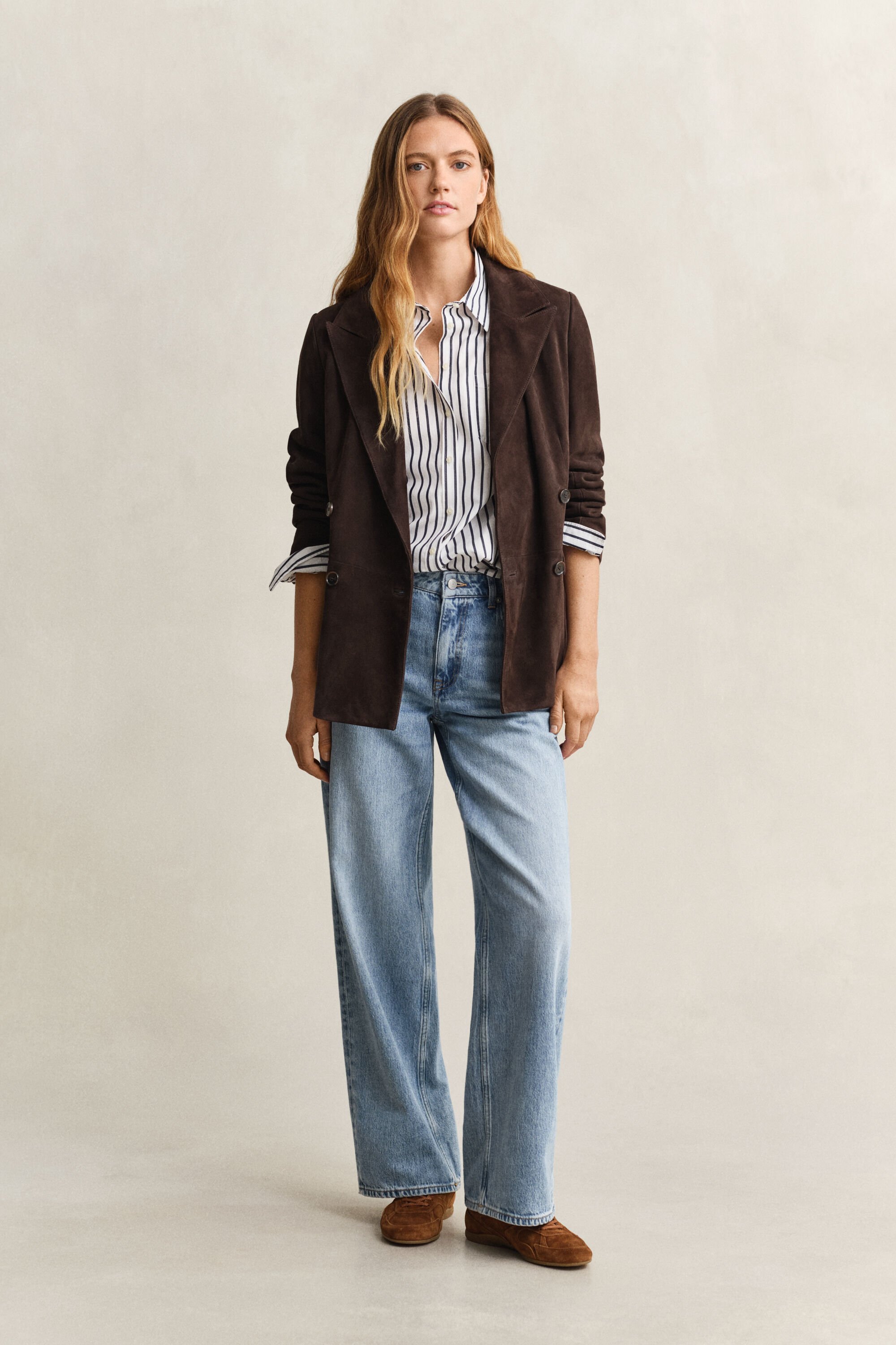 Chemise coupe décontractée classique en popeline à rayures