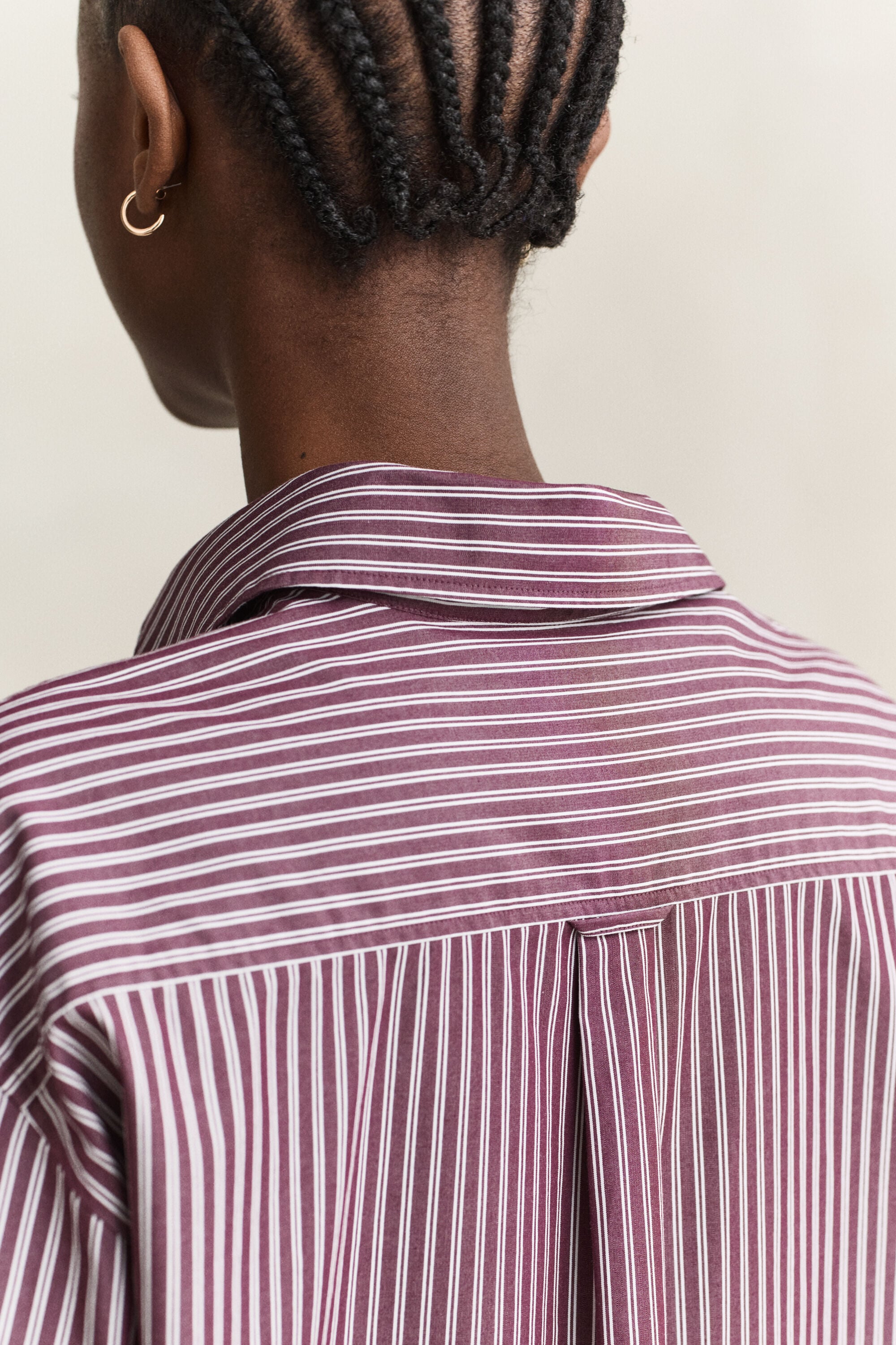 Chemise classique coupe décontractée en popeline à rayures
