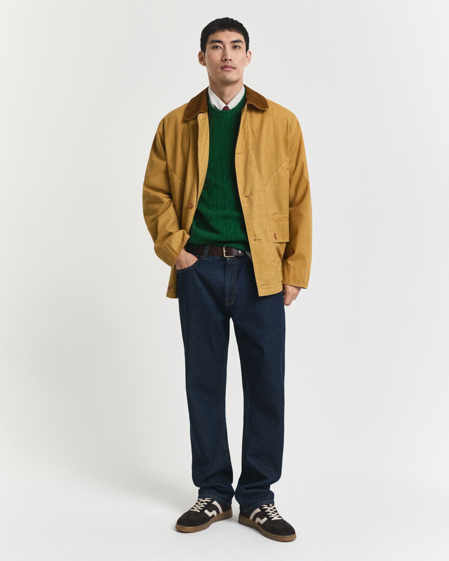 Pull col rond en maille torsadée en laine d'agneau