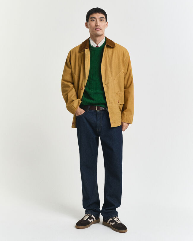 Pull col rond en maille torsadée en laine d'agneau