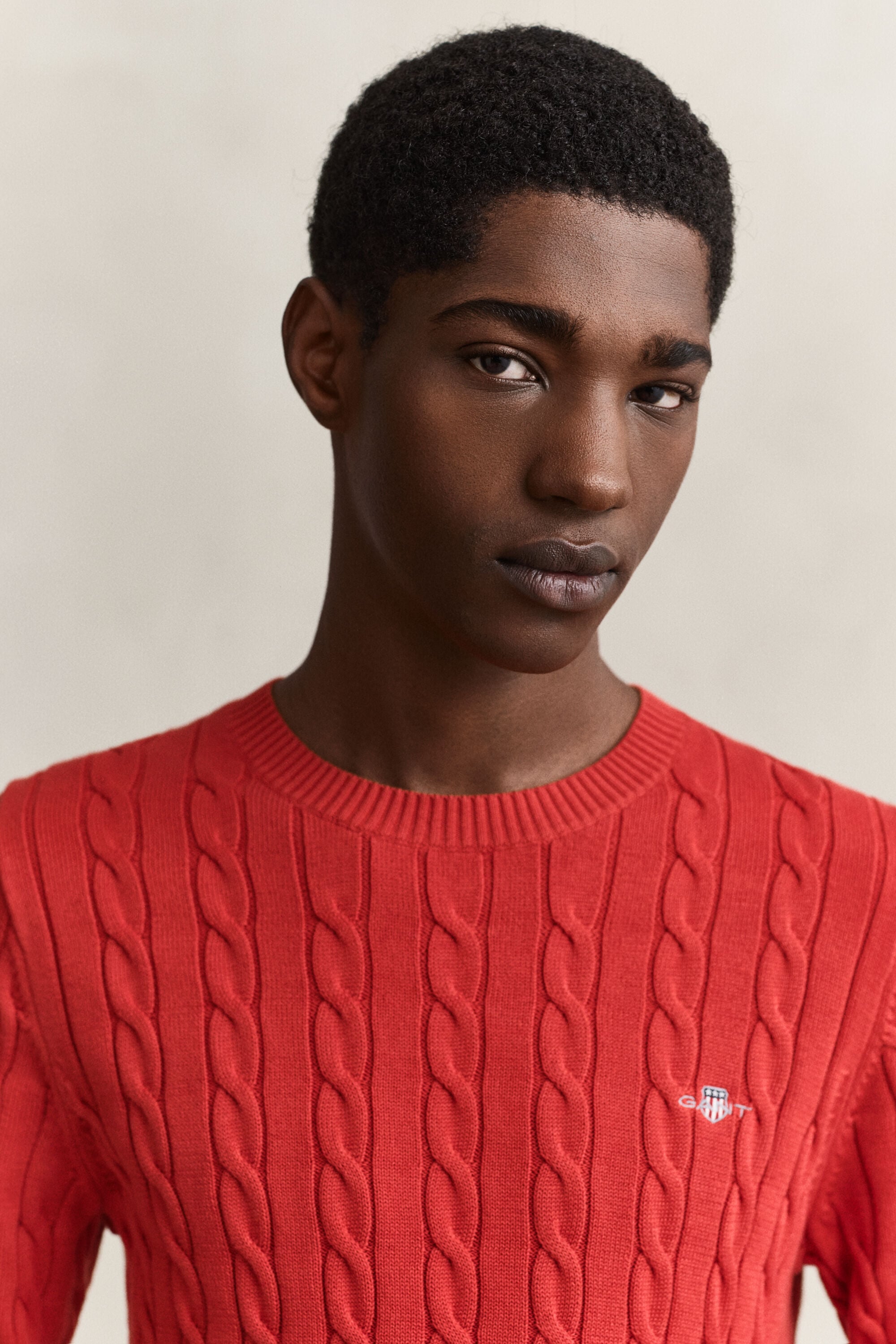 Pull col rond en maille de coton torsadée