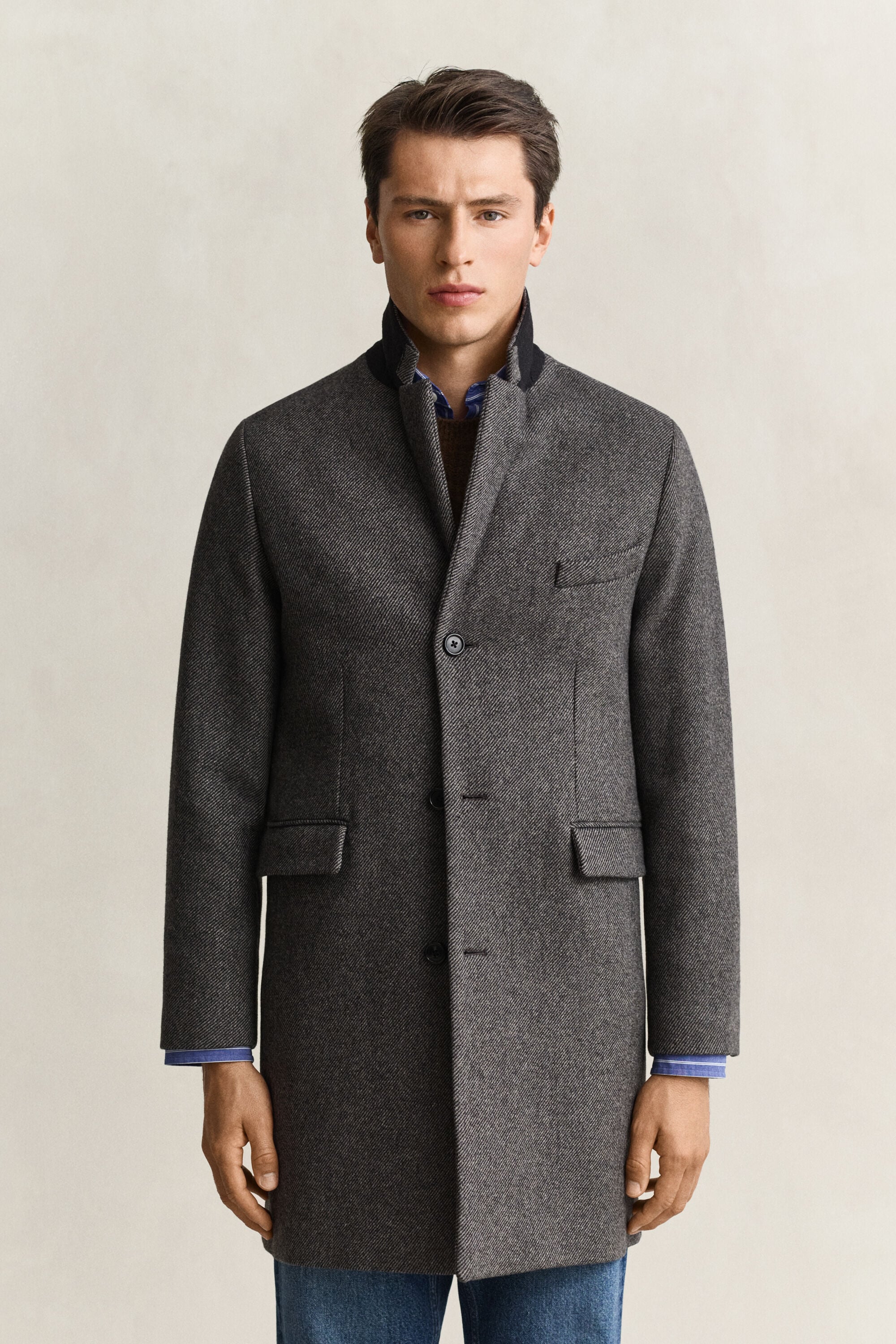 Manteau en laine bicolore
