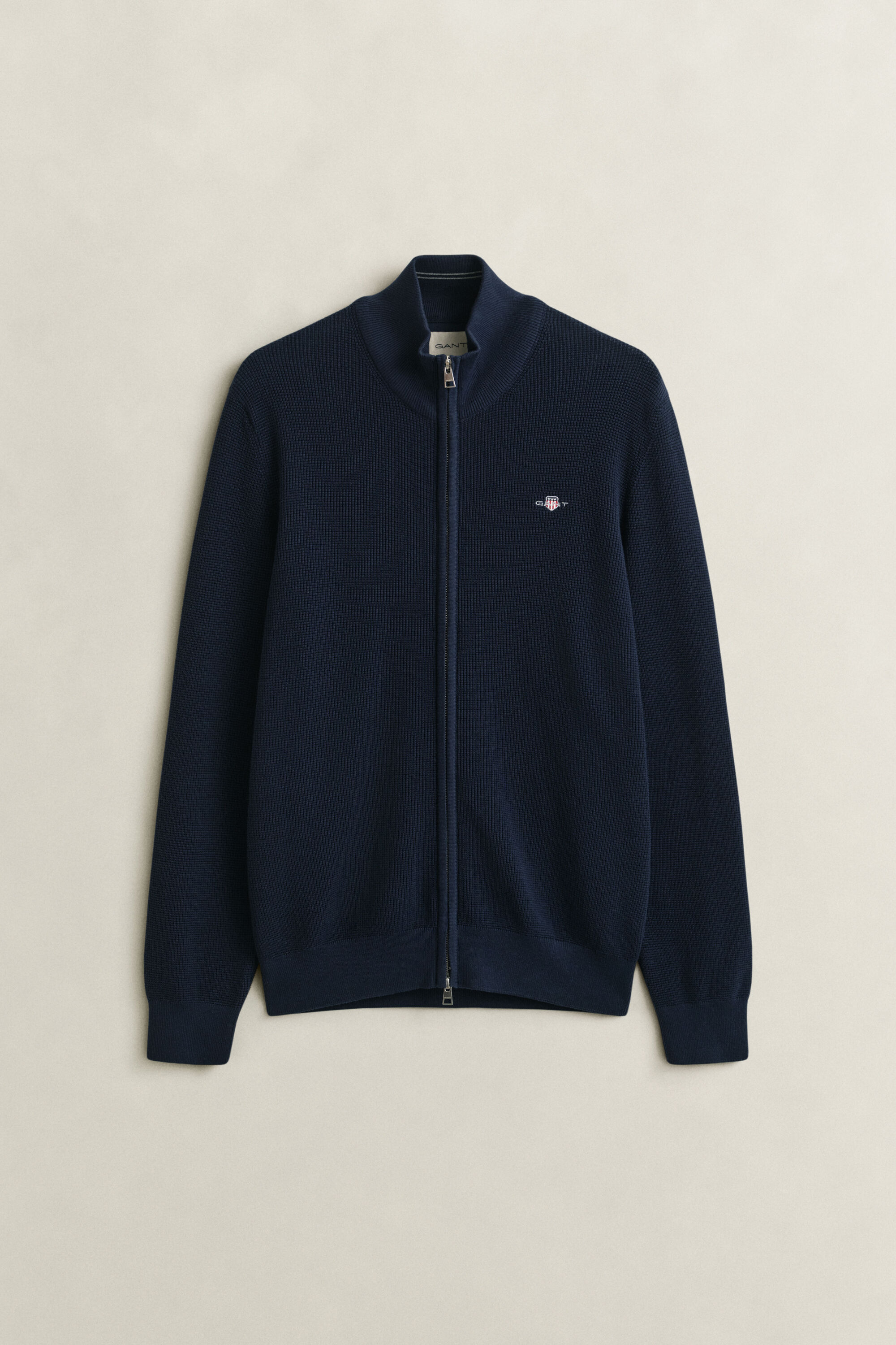 Cardigan zippé en coton texturé