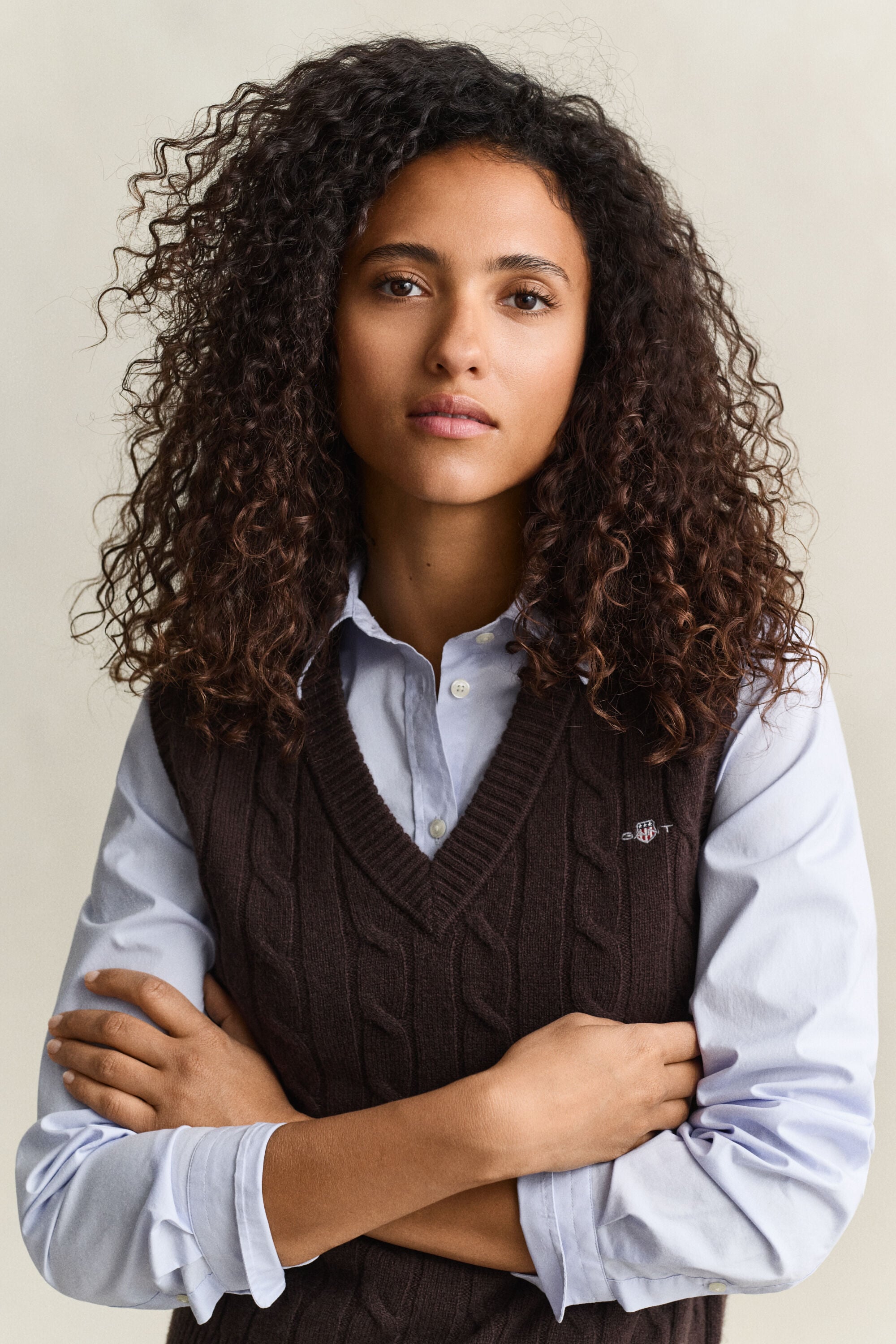 Pull sans manches en maille de laine d'agneau à torsades