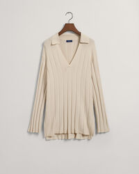 Pull en maille côtelée à col ouvert