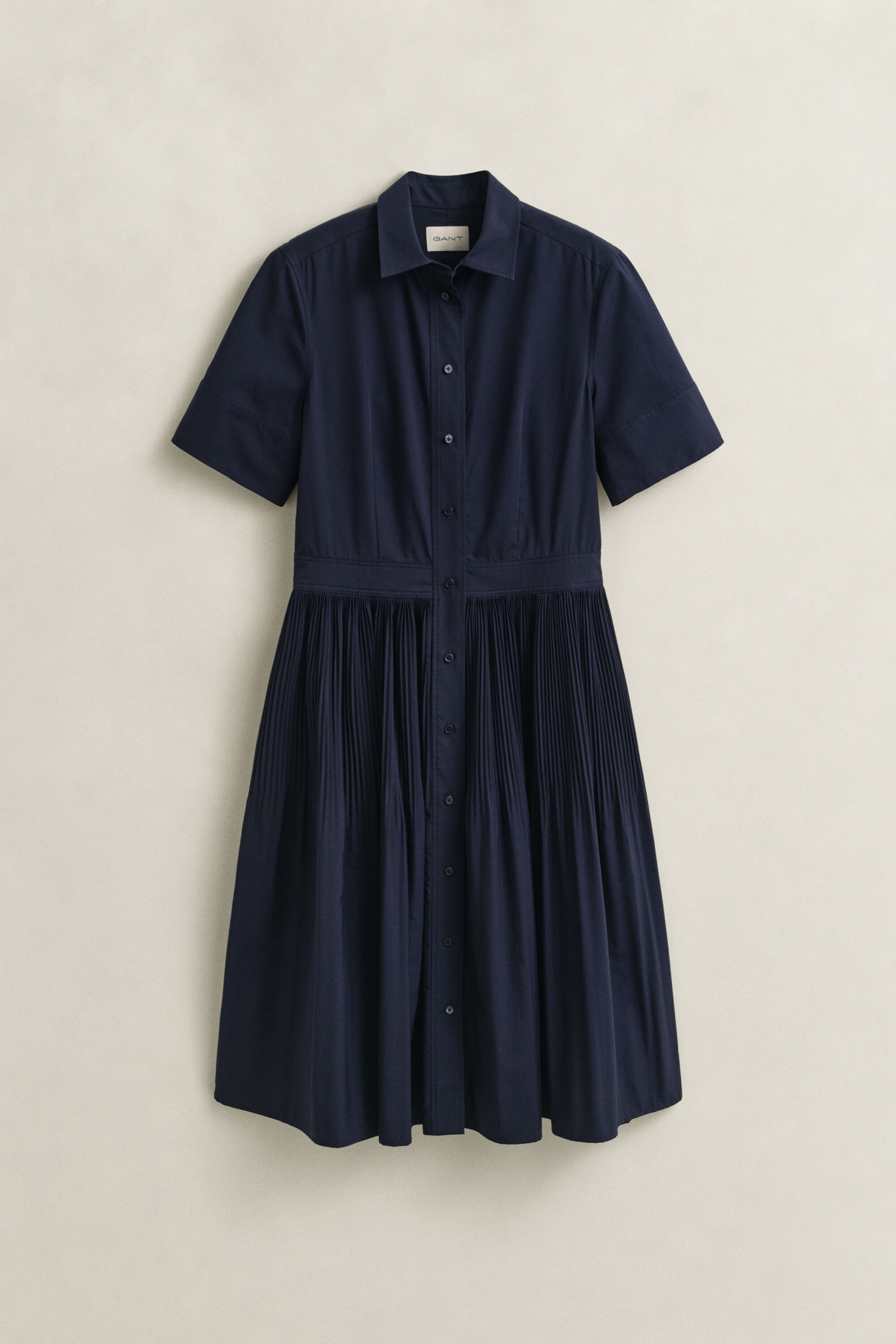 Robe-chemise plissée en coton