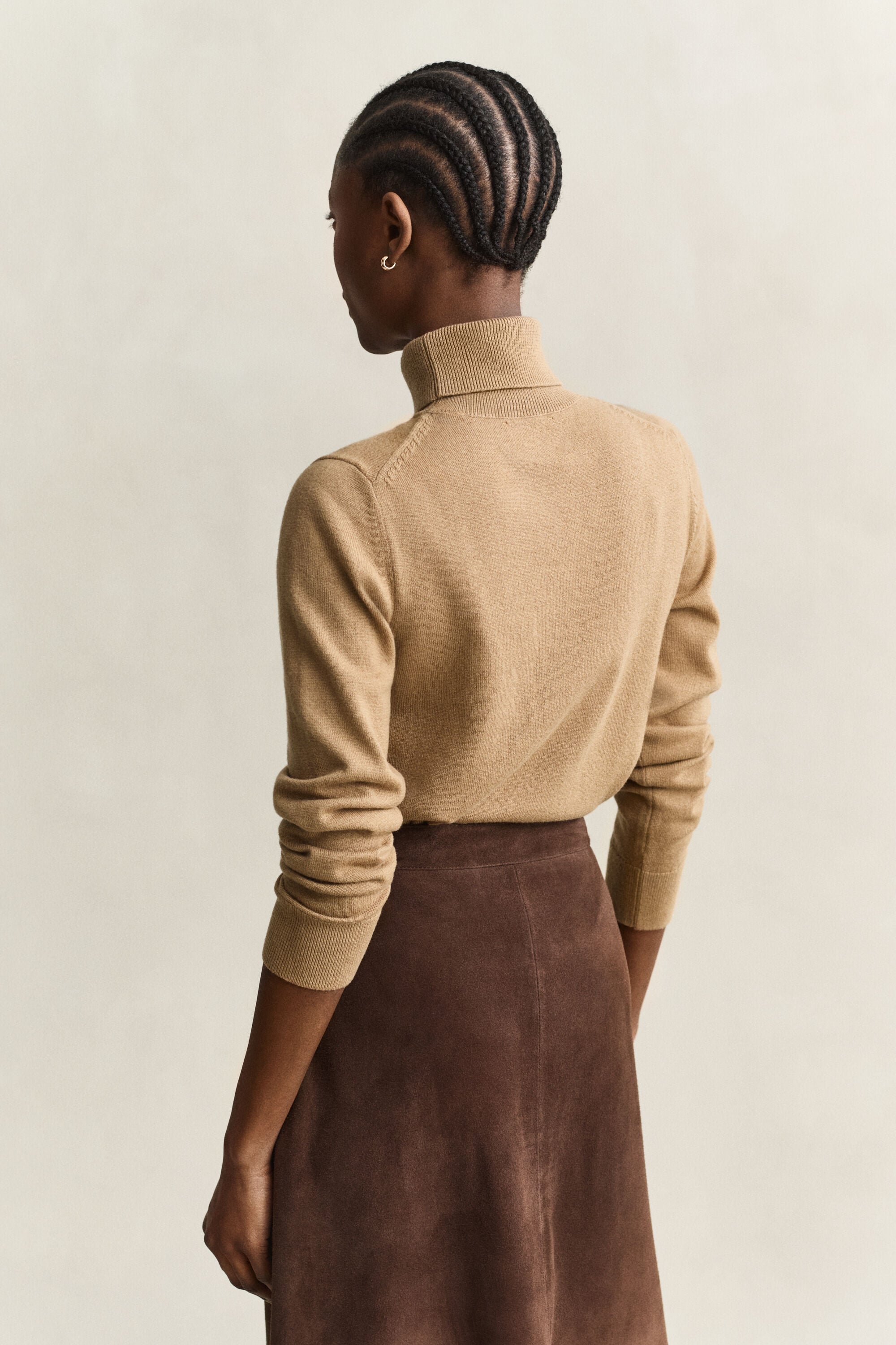 Pull col roulé en laine et coton