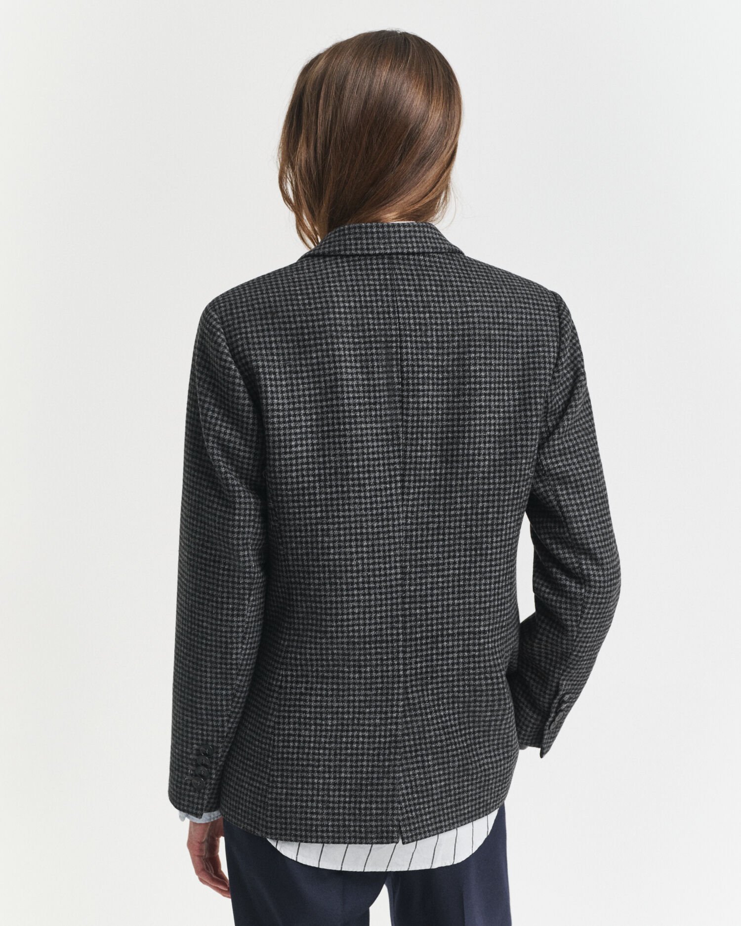 Veste blazer coupe regular en laine à motif pied-de-poule