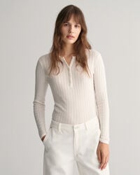 T-shirt côtelé à manches longues Henley