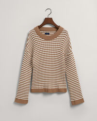 Pull ras du cou en coton c&ocirc;tel&eacute; &agrave; rayures