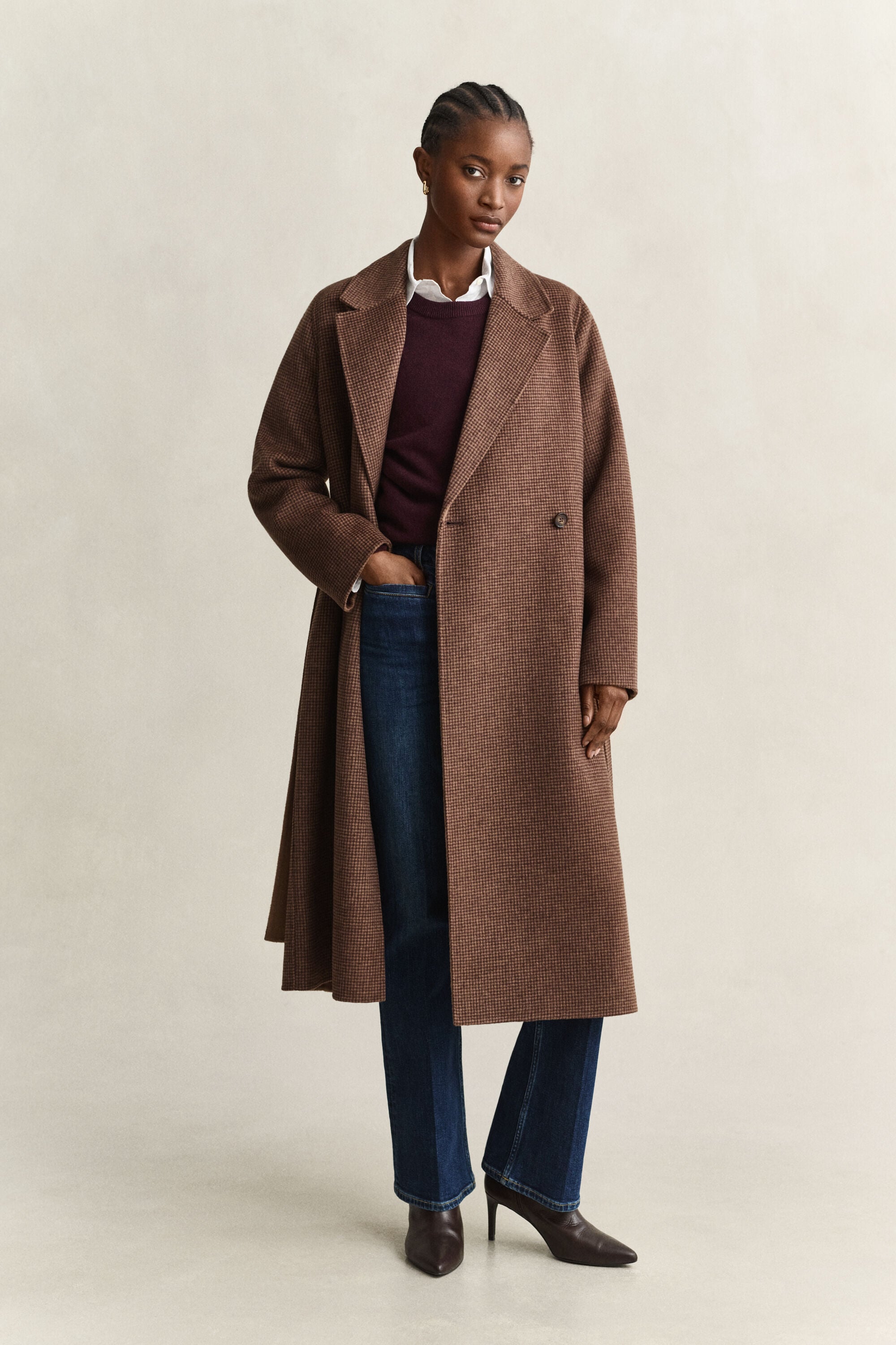 Manteau cousu main avec ceinture