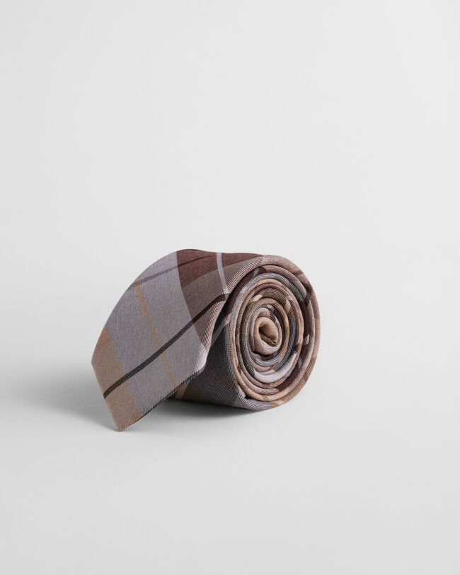 Cravate en coton et soie à carreaux