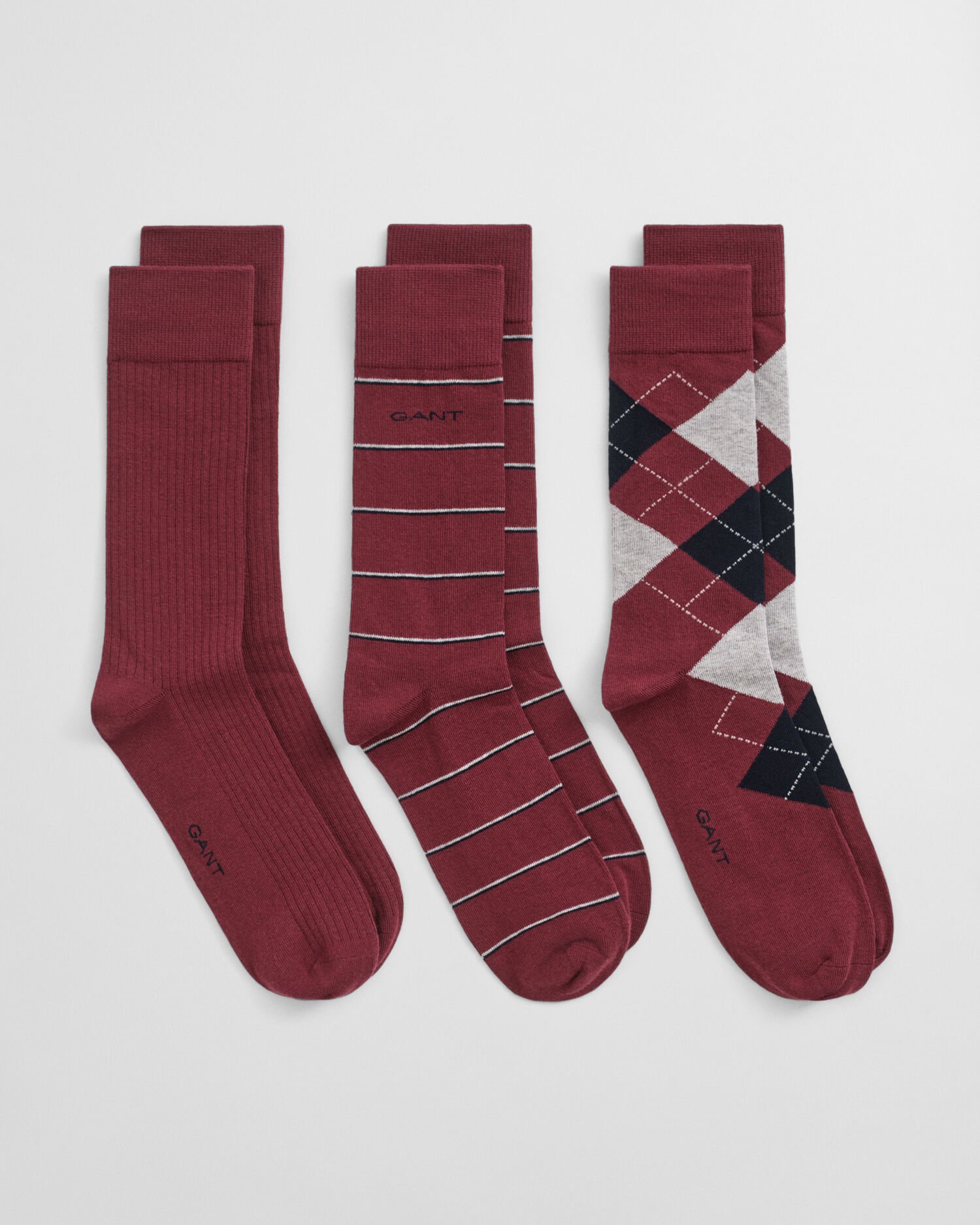 Lot de 3 paires de chaussettes à motif argyle et à rayures