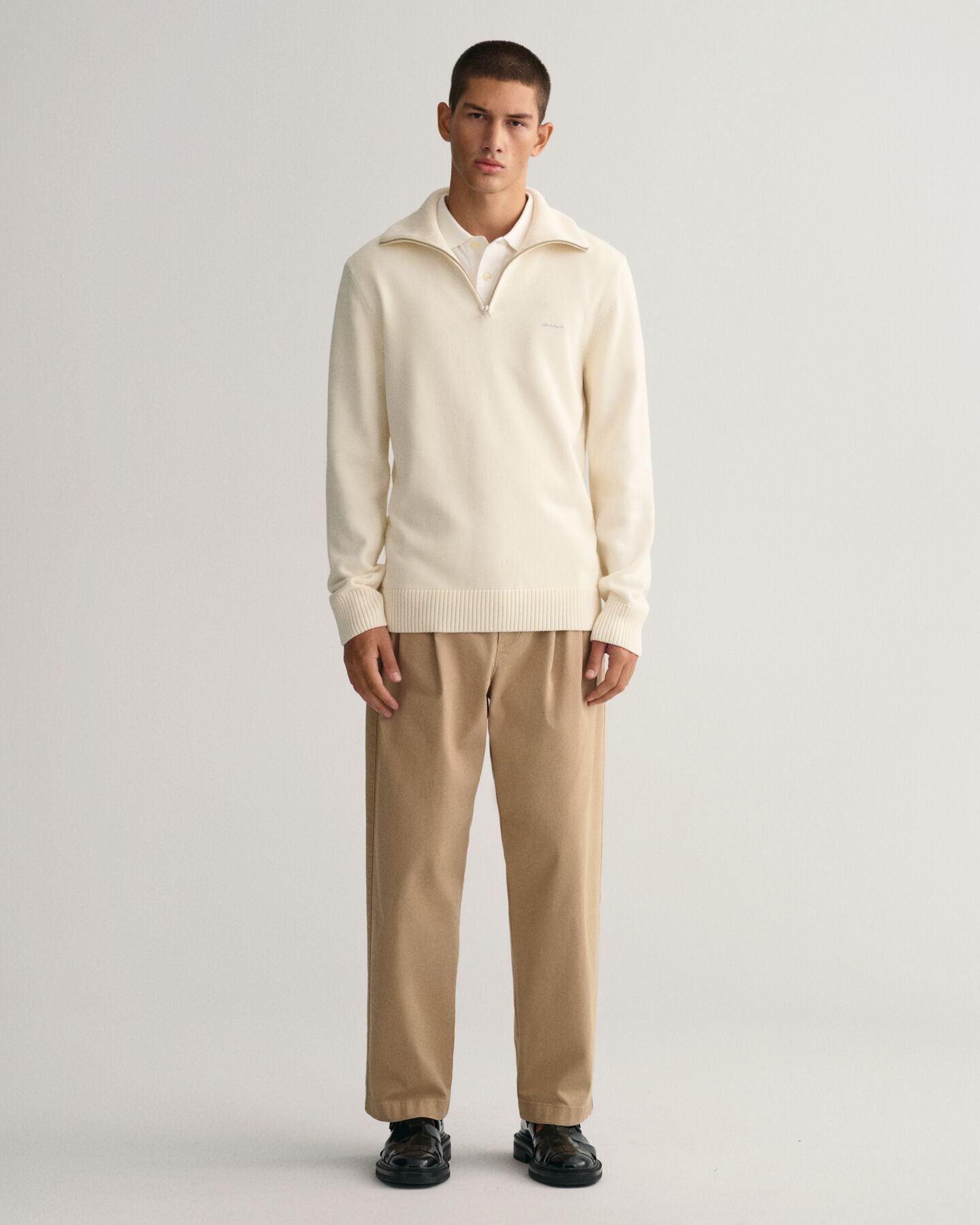 Pull &agrave; demi-zip en coton Supima