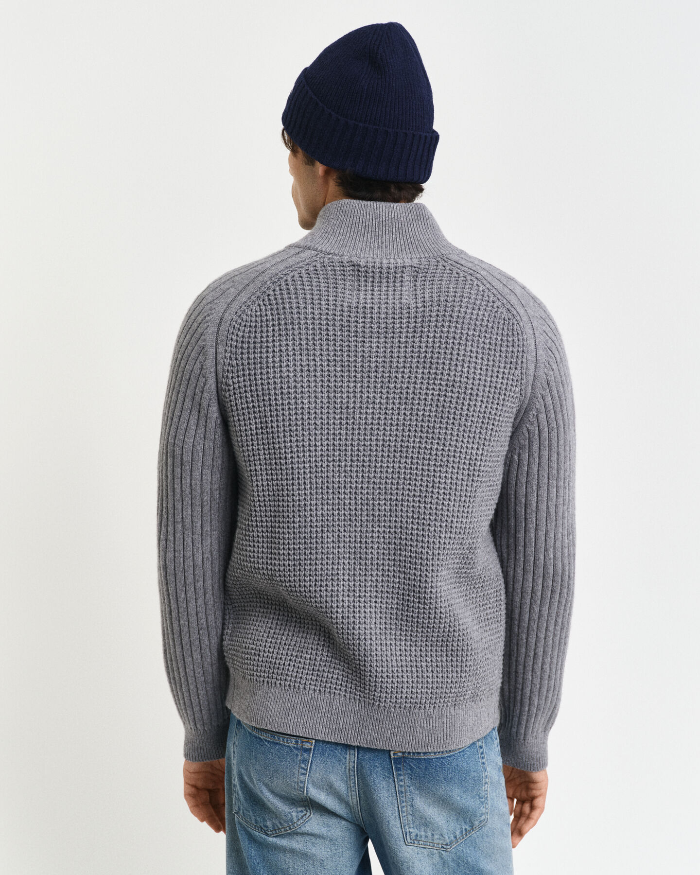 Cardigan zippé en laine mélangée texturée