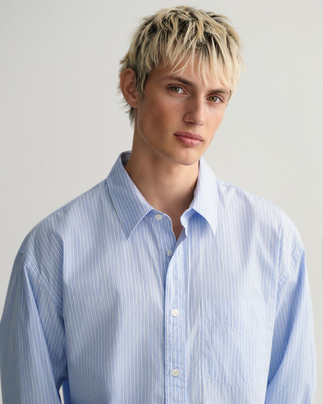 Chemise ultra-ample en popeline &agrave; rayures