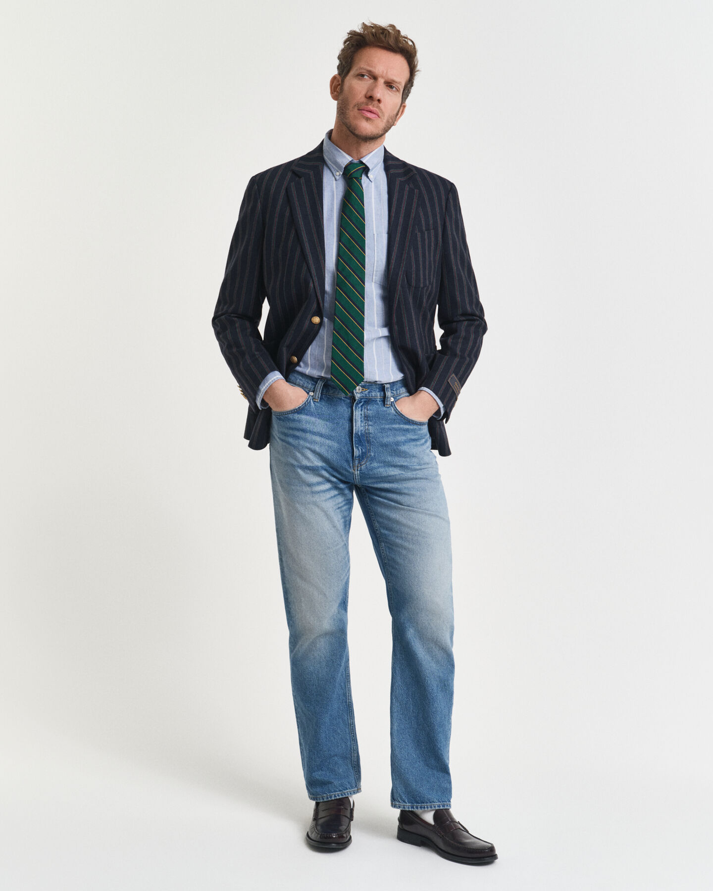 Chemise coupe regular en coton Oxford classique à rayures