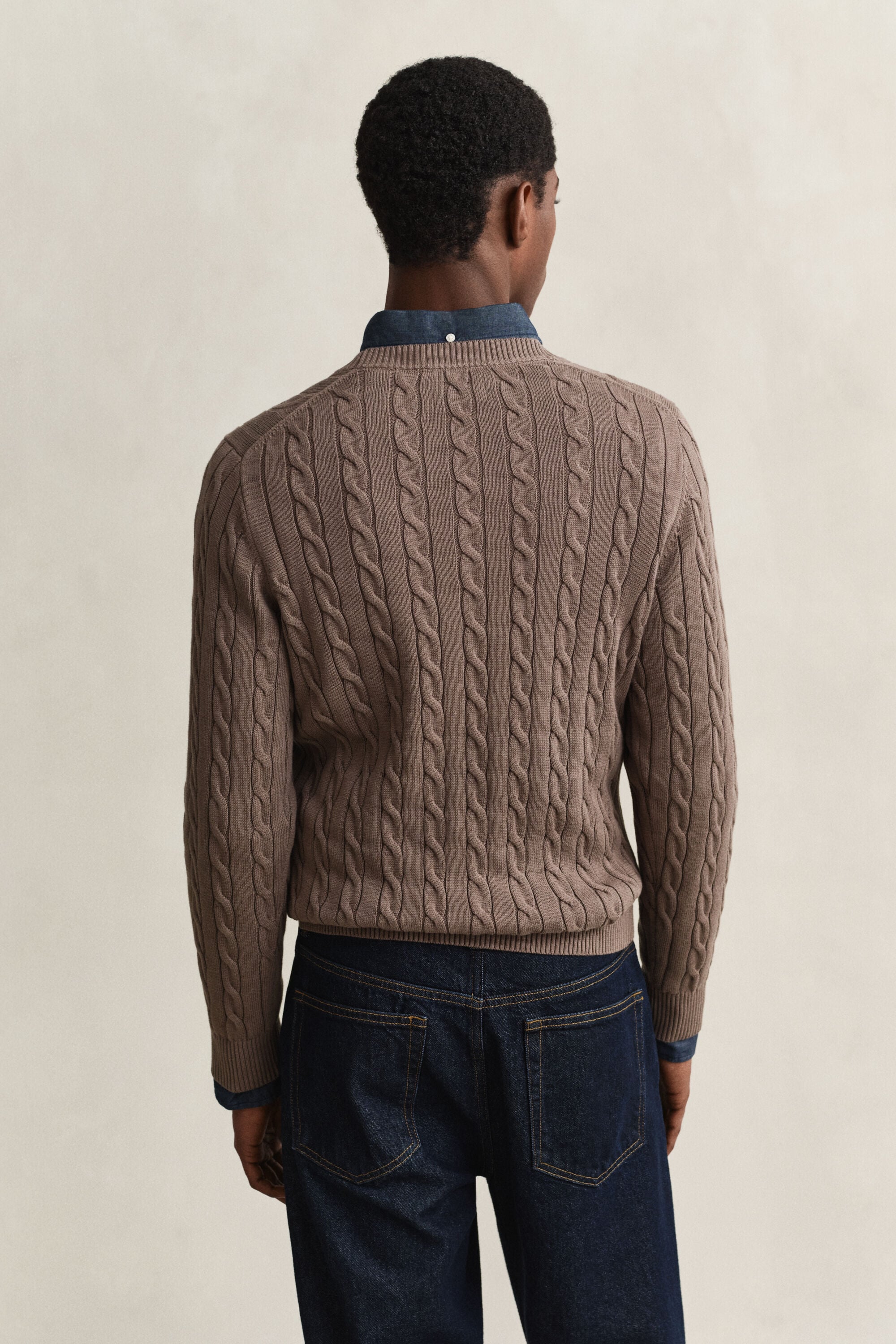 Pull col rond en maille de coton torsadée
