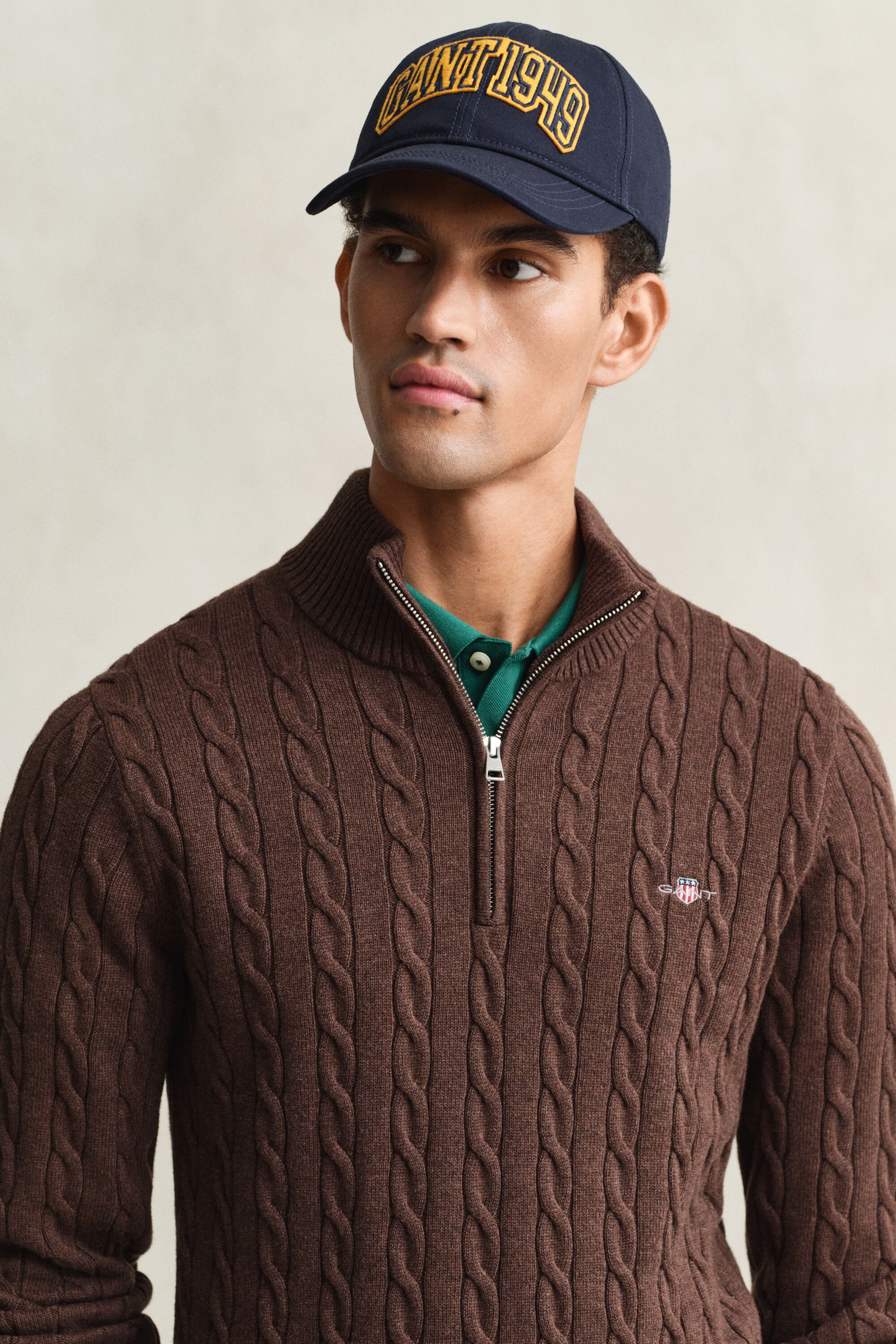 Pull à demi-zip en maille de coton torsadée