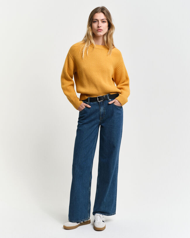 Pull ras du cou en maille côtelée