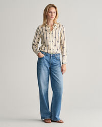 Chemise regular fit en voile de coton &agrave; rayures Monogram