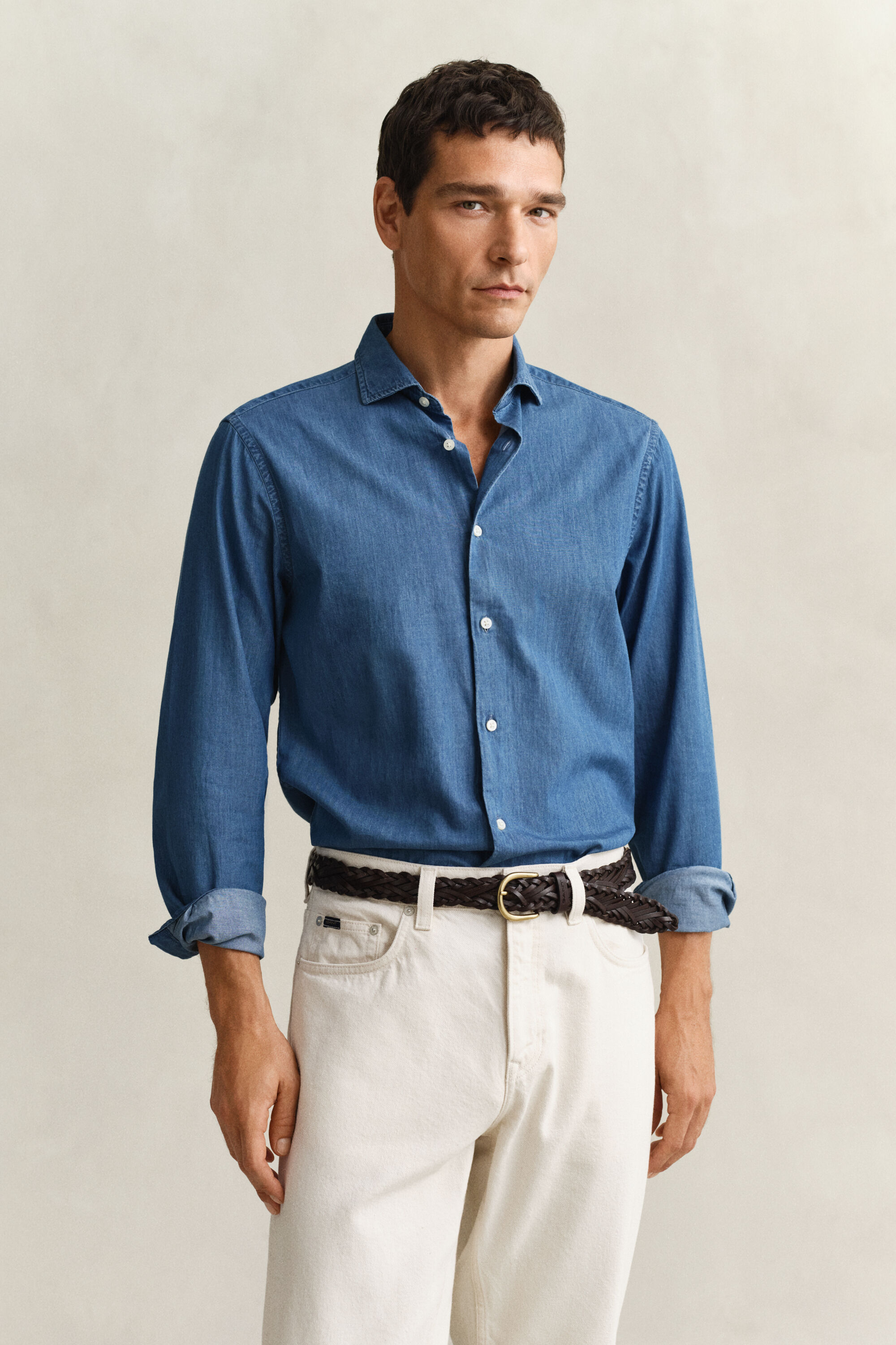 Chemise en sergé indigo