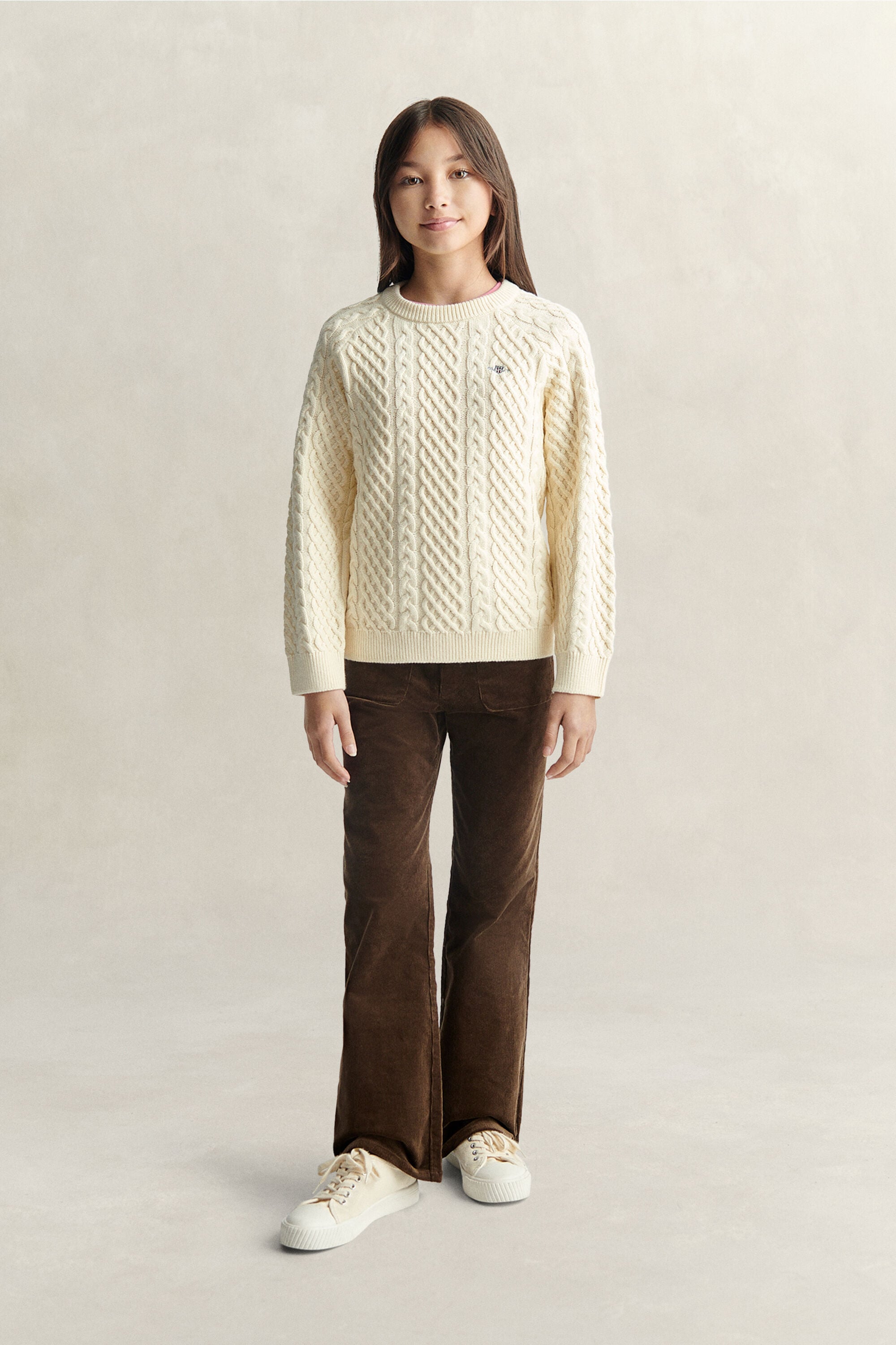 Pull en maille à torsades épaisses Ado Fille