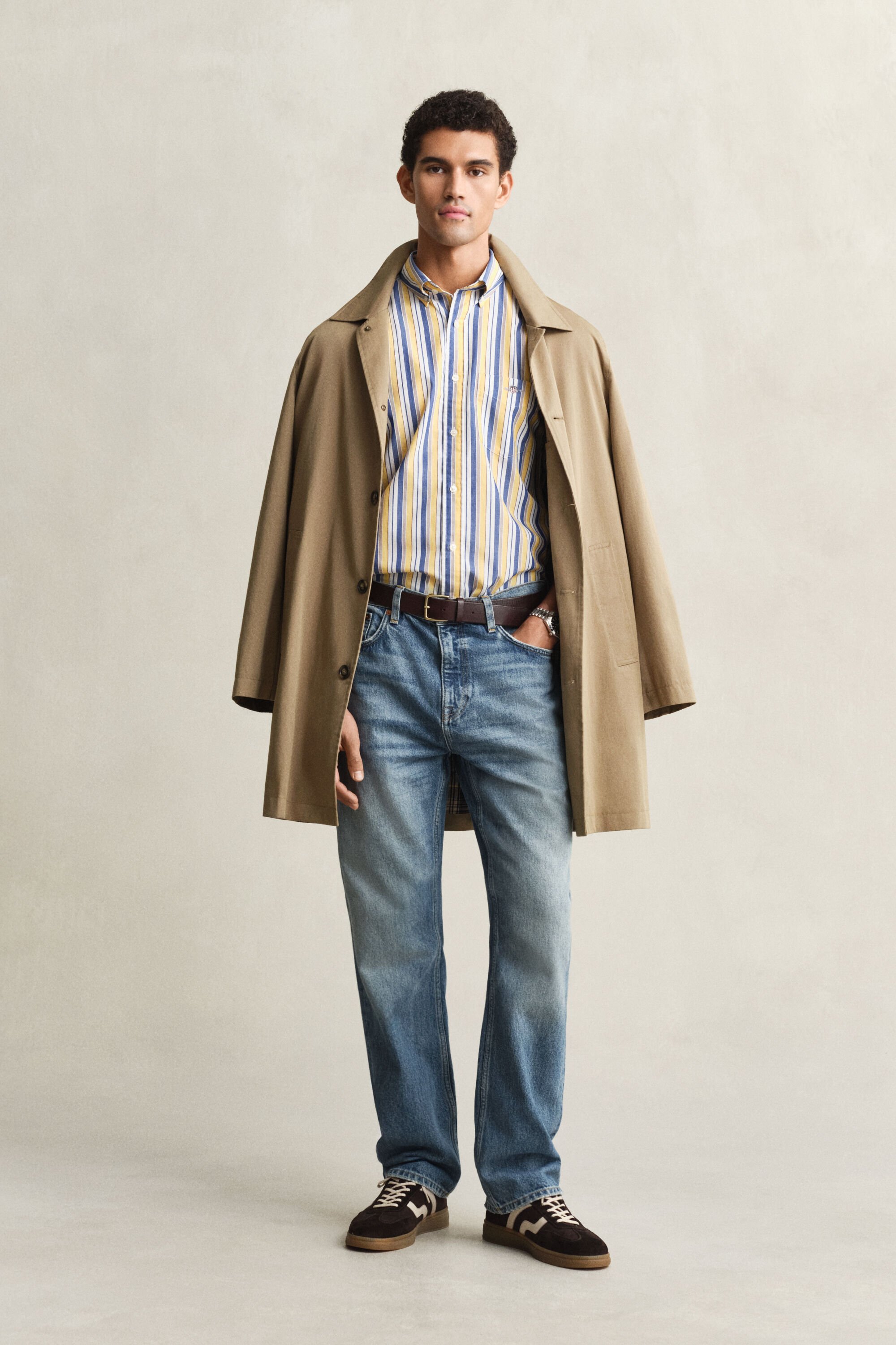 Chemise coupe regular en popeline à rayures