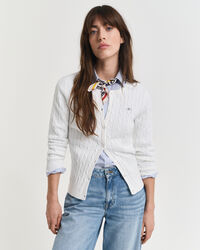 Cardigan en maille de coton stretch à torsades