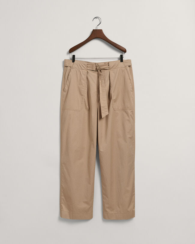 Pantalon en popeline de coton avec ceinture