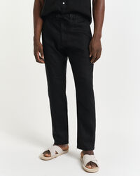 Pantalon coupe décontractée en lin avec cordon de serrage