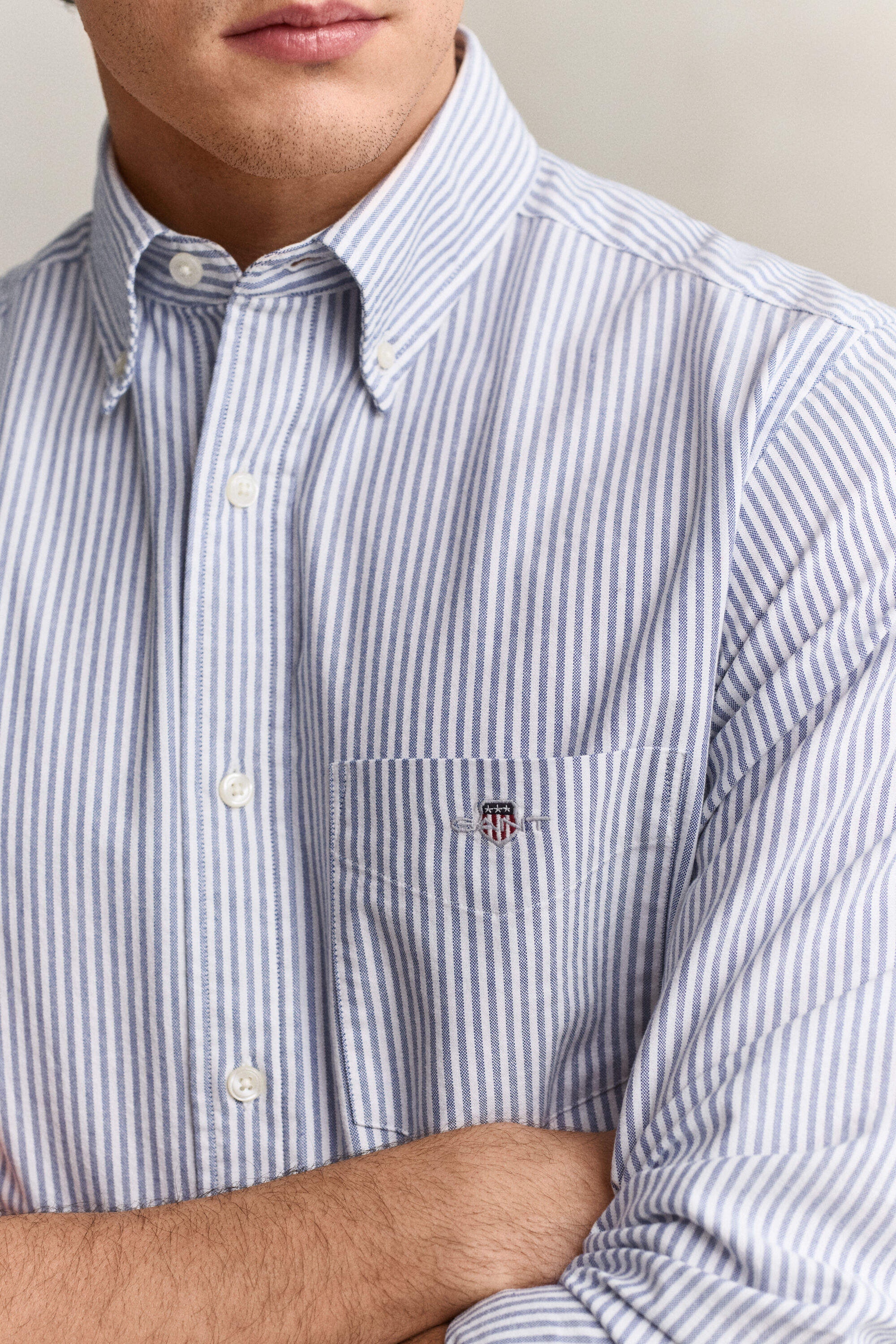 Chemise en coton Oxford regular classique à rayures