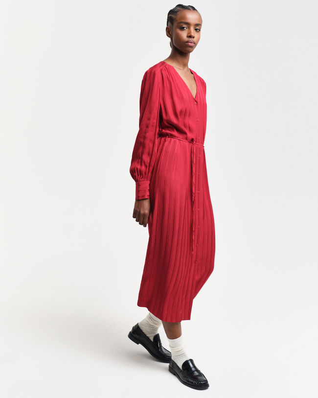 Robe-chemise en satin &agrave; rayures