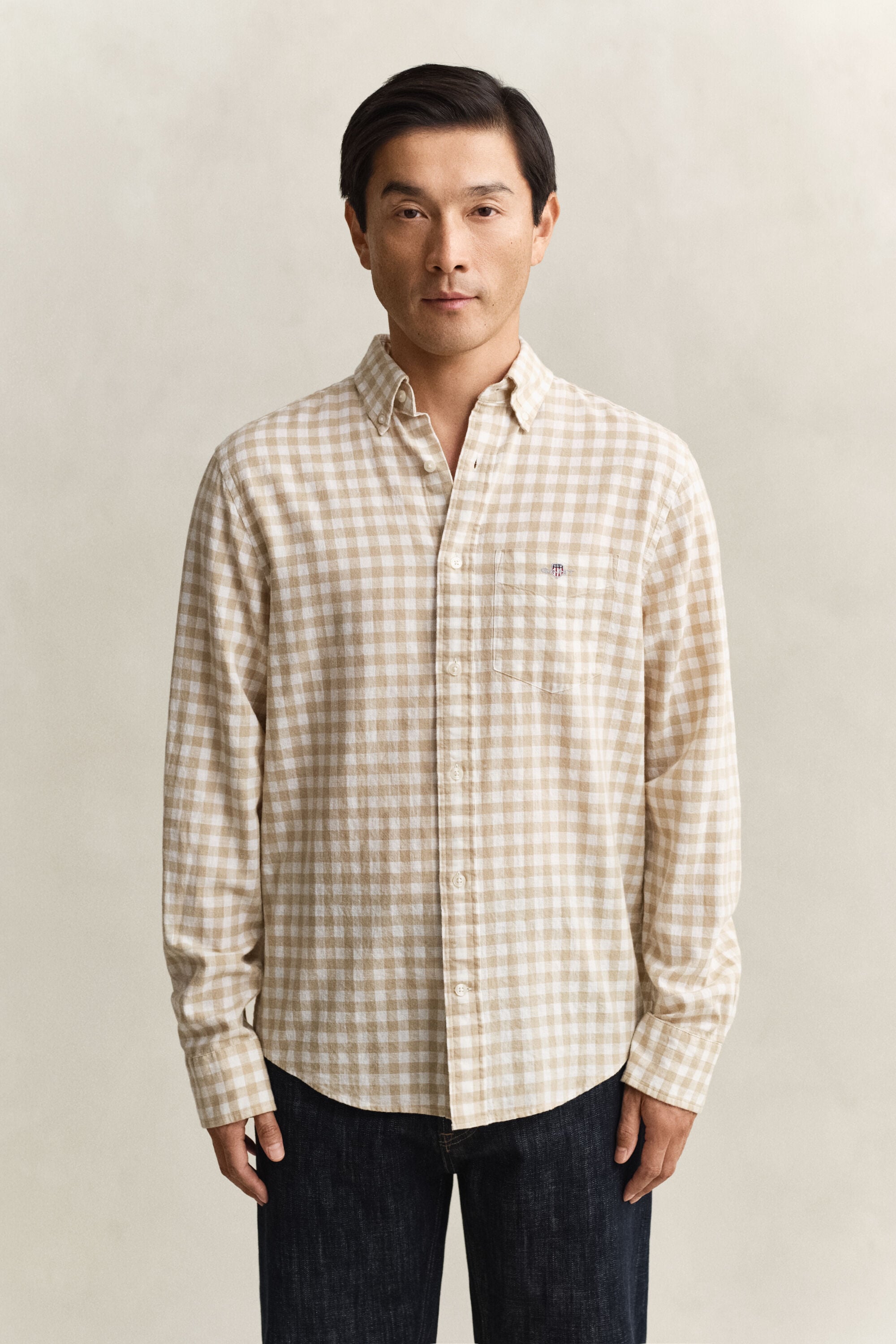 Chemise vichy en lin mélangé