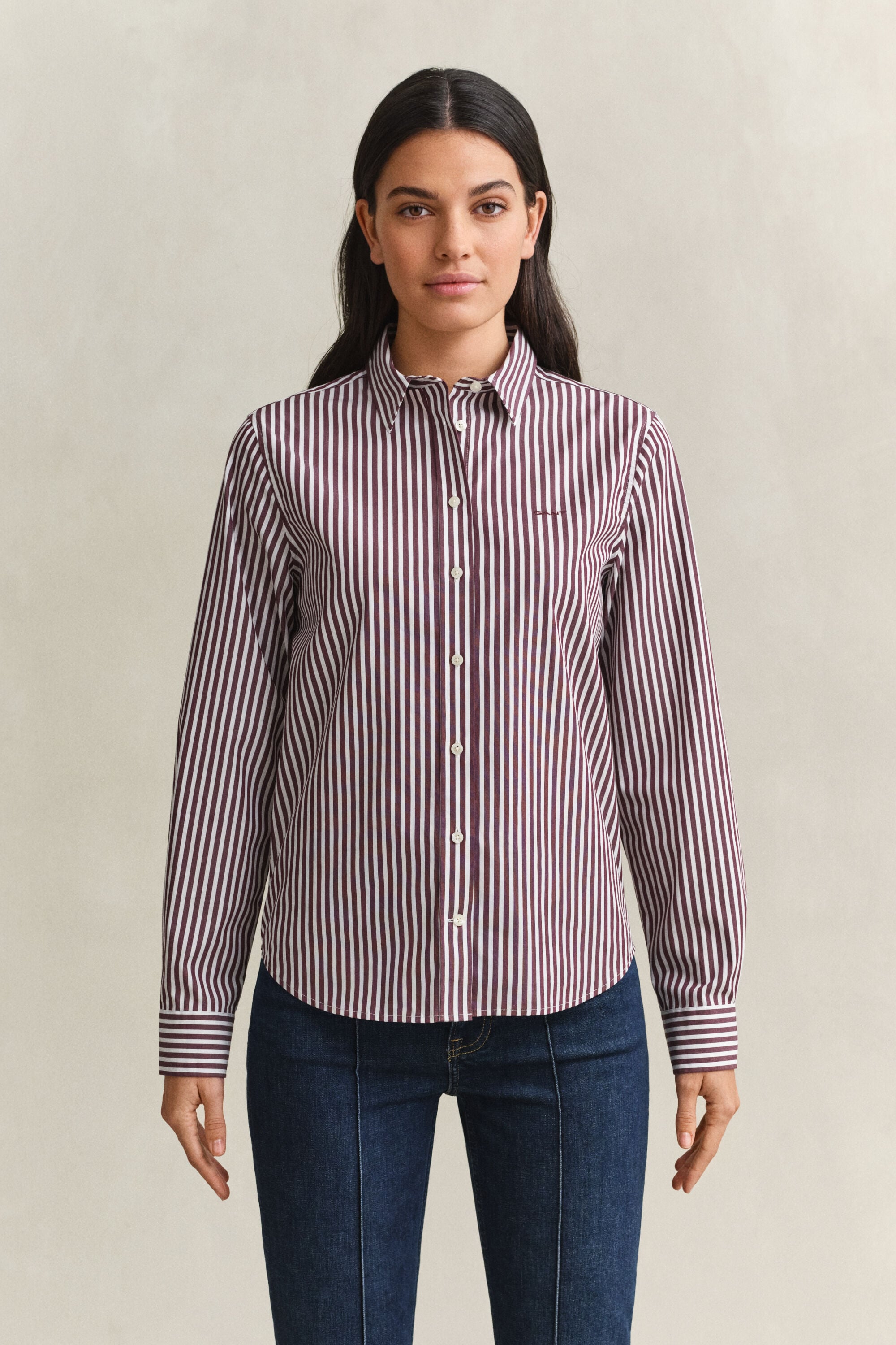 Chemise classique coupe regular en popeline à rayures