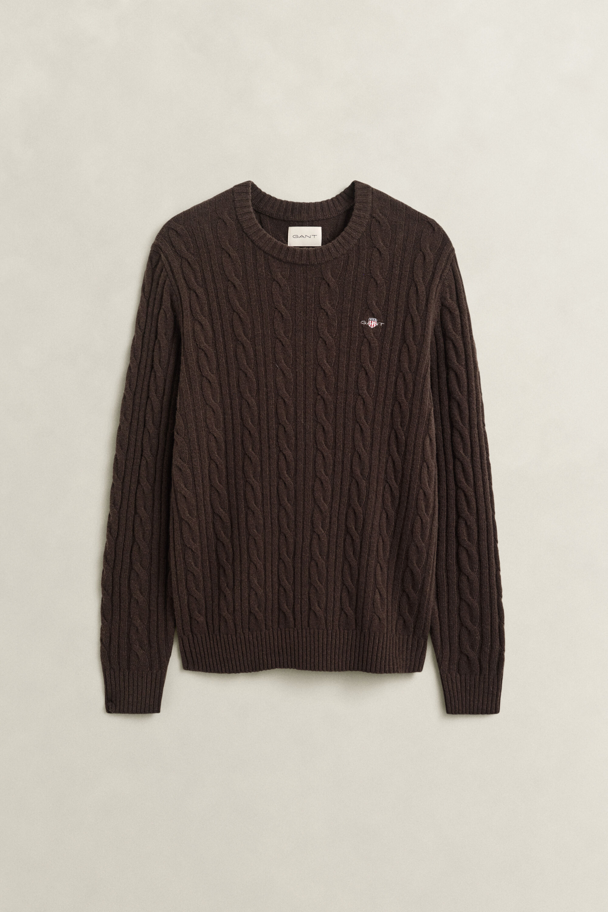 Pull col rond en maille torsadée en laine d'agneau