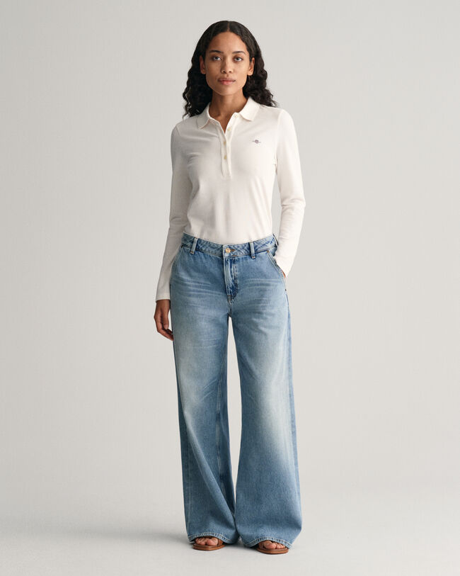 Polo en coton piqué à manches longues Shield