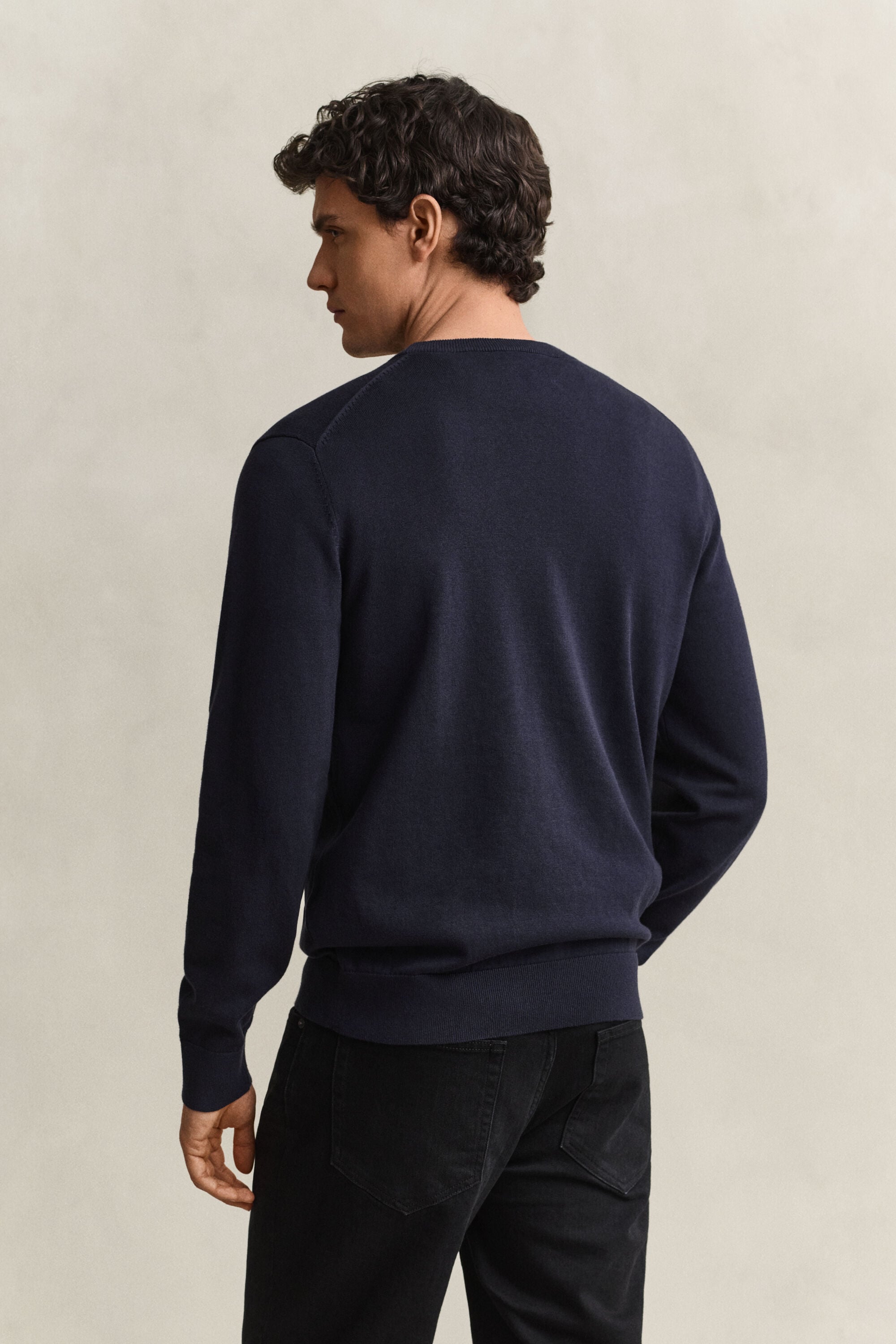 Pull col rond en coton classique