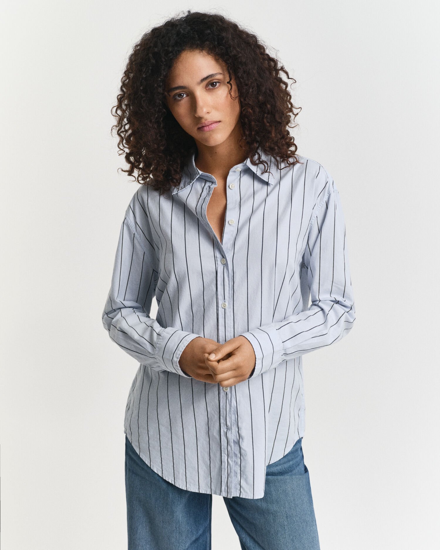 Chemise coupe décontractée en coton Oxford Luxury à rayures
