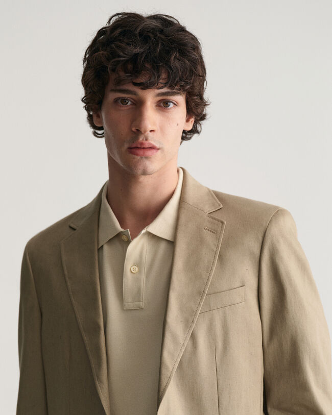 Veste blazer de costume en coton et lin