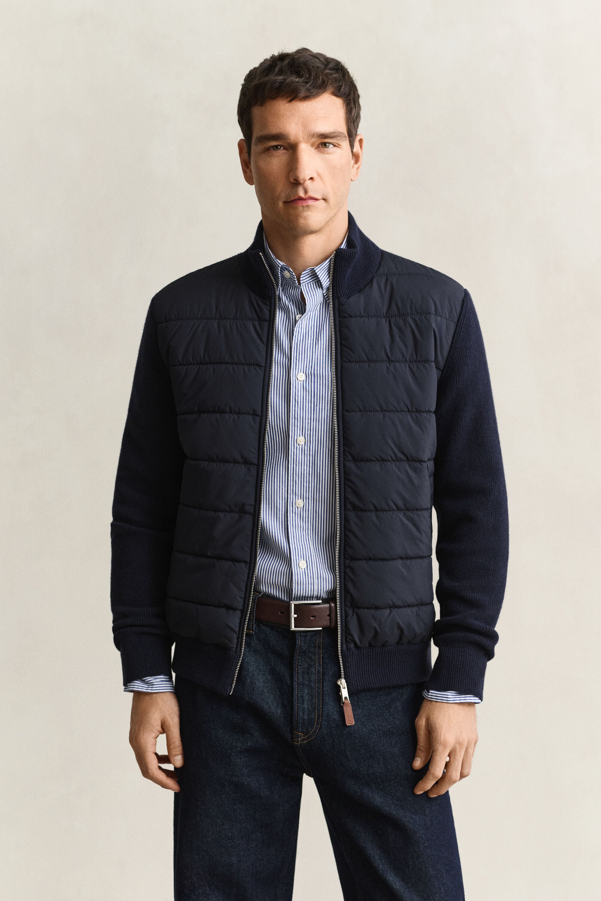 Cardigan zippé hybride