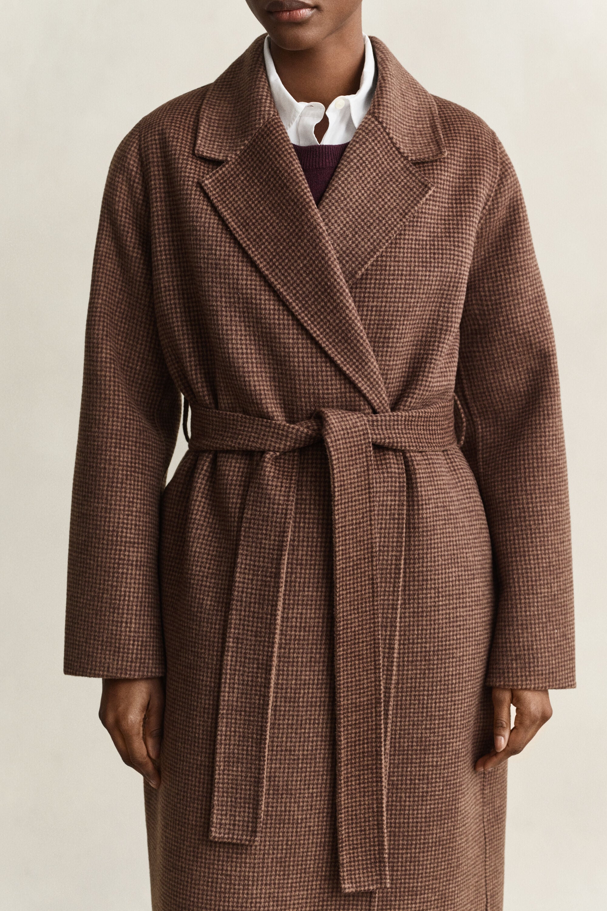 Manteau cousu main avec ceinture