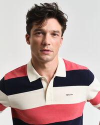 Polo en coton piqué à rayures en colour-block