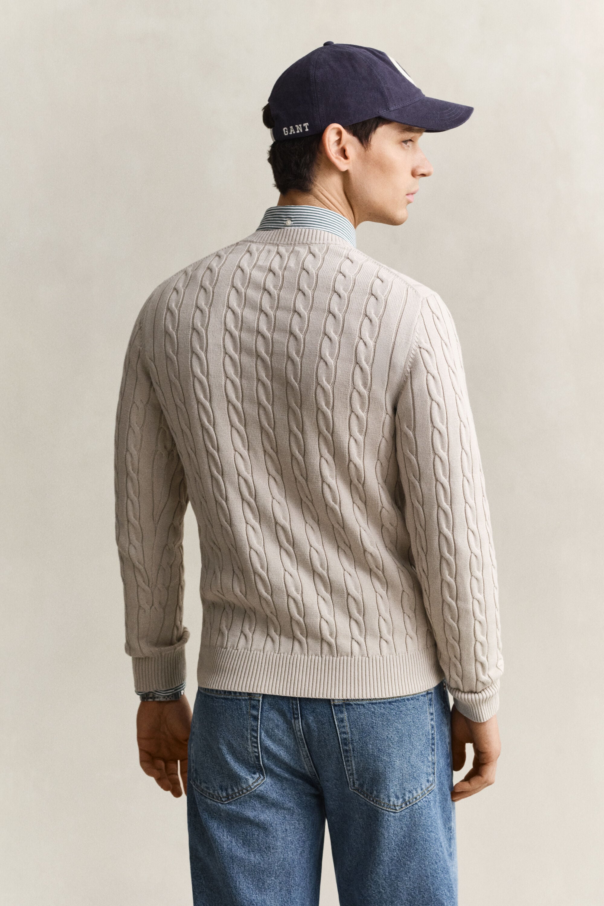 Pull col rond en maille de coton torsadée