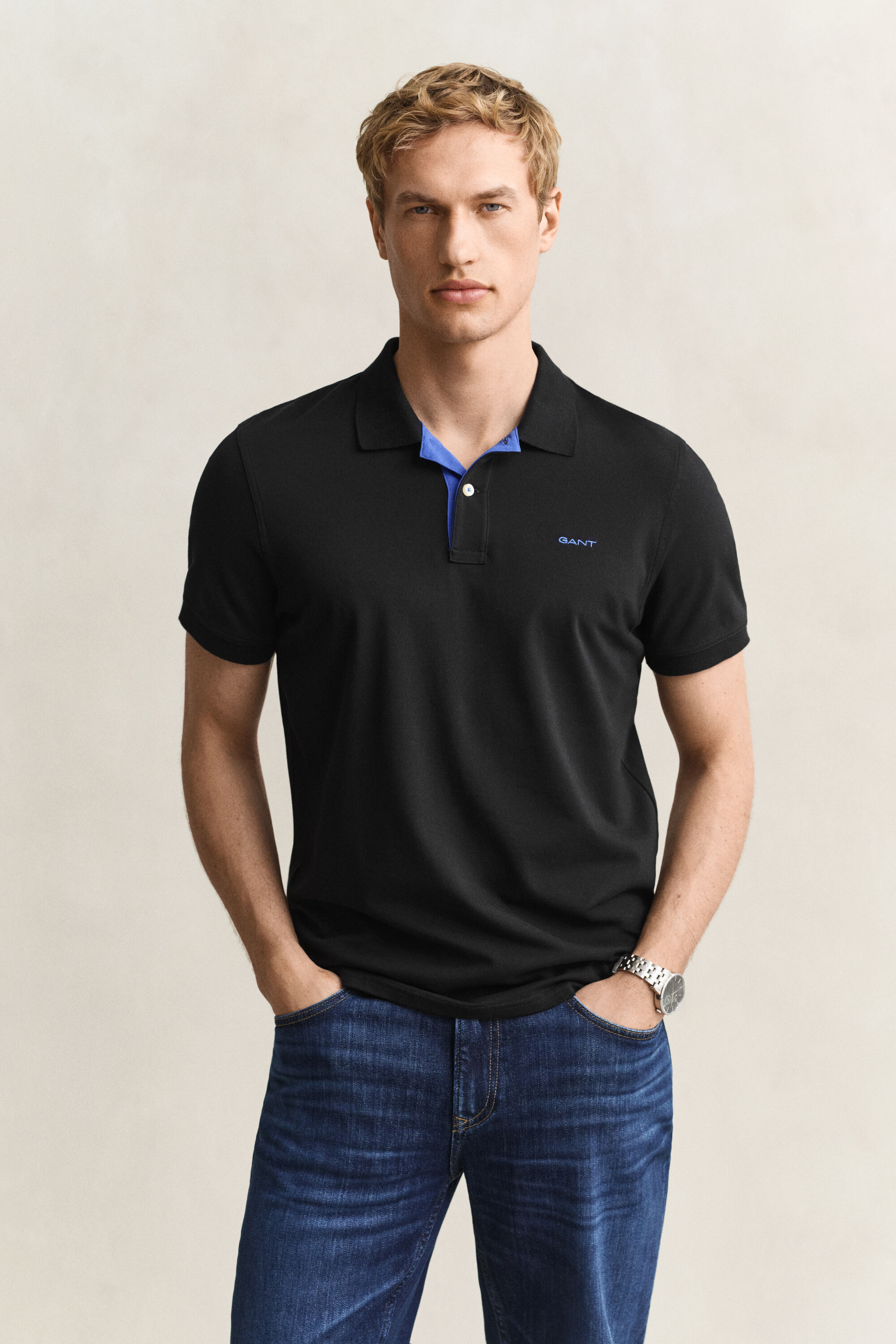 Polo en coton piqué contrastant