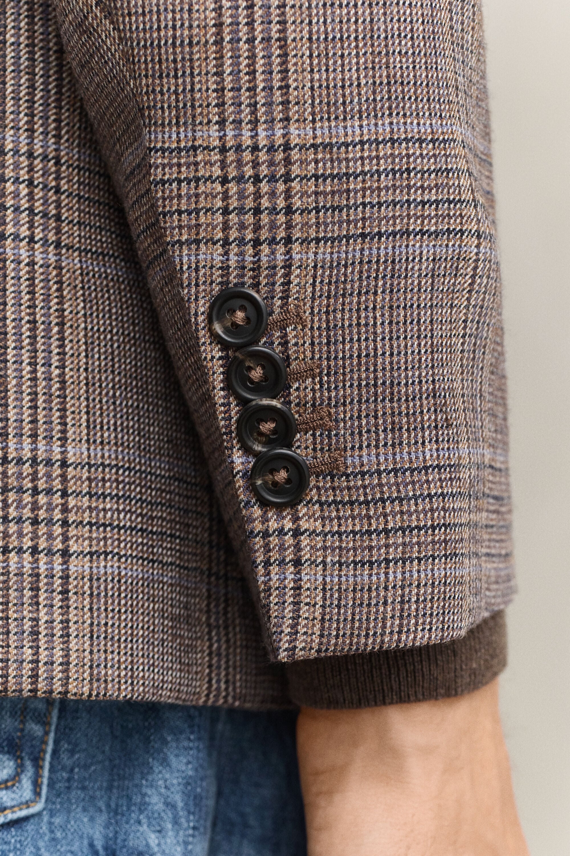Veste de costume en laine à carreaux