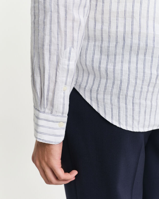 Chemise coupe regular en lin &agrave; rayures